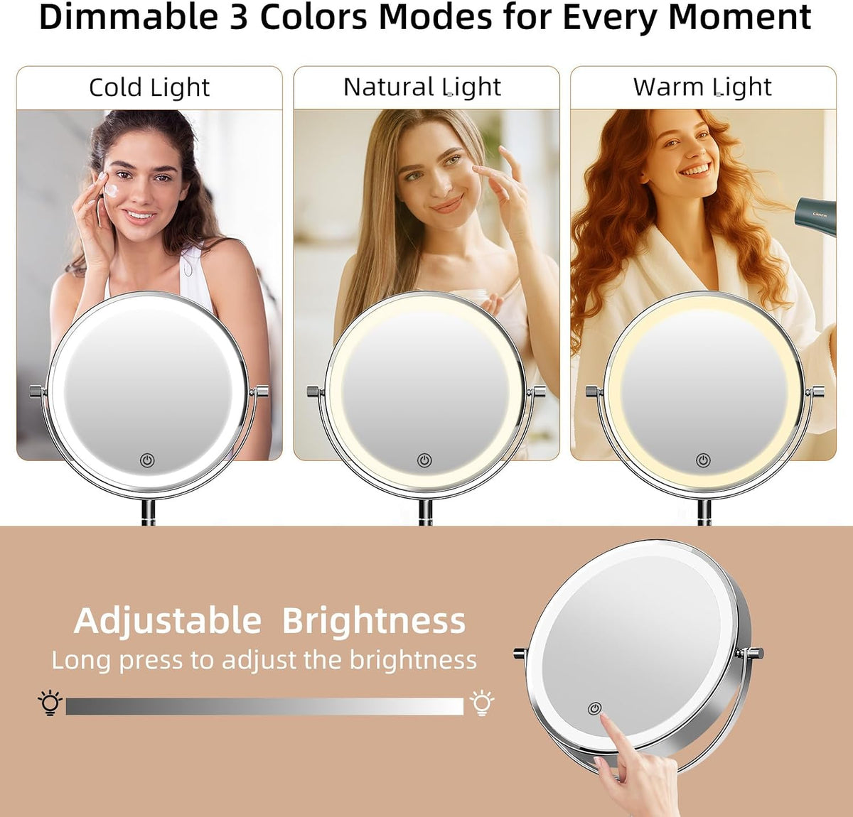Famihomii cosmetic mirror folded compactly against bathroom wall