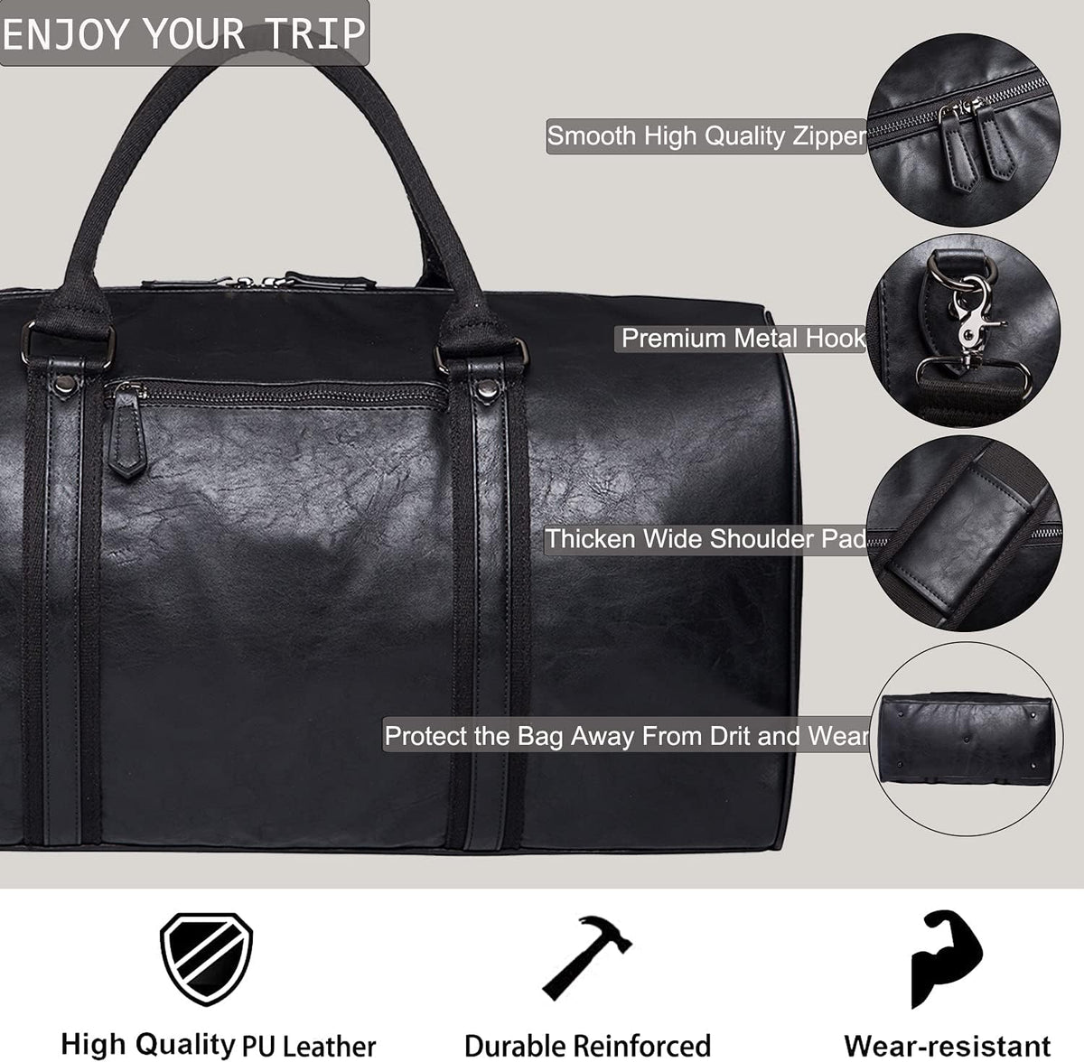 Seyfocnia travel duffel bag back luggage sleeve detail