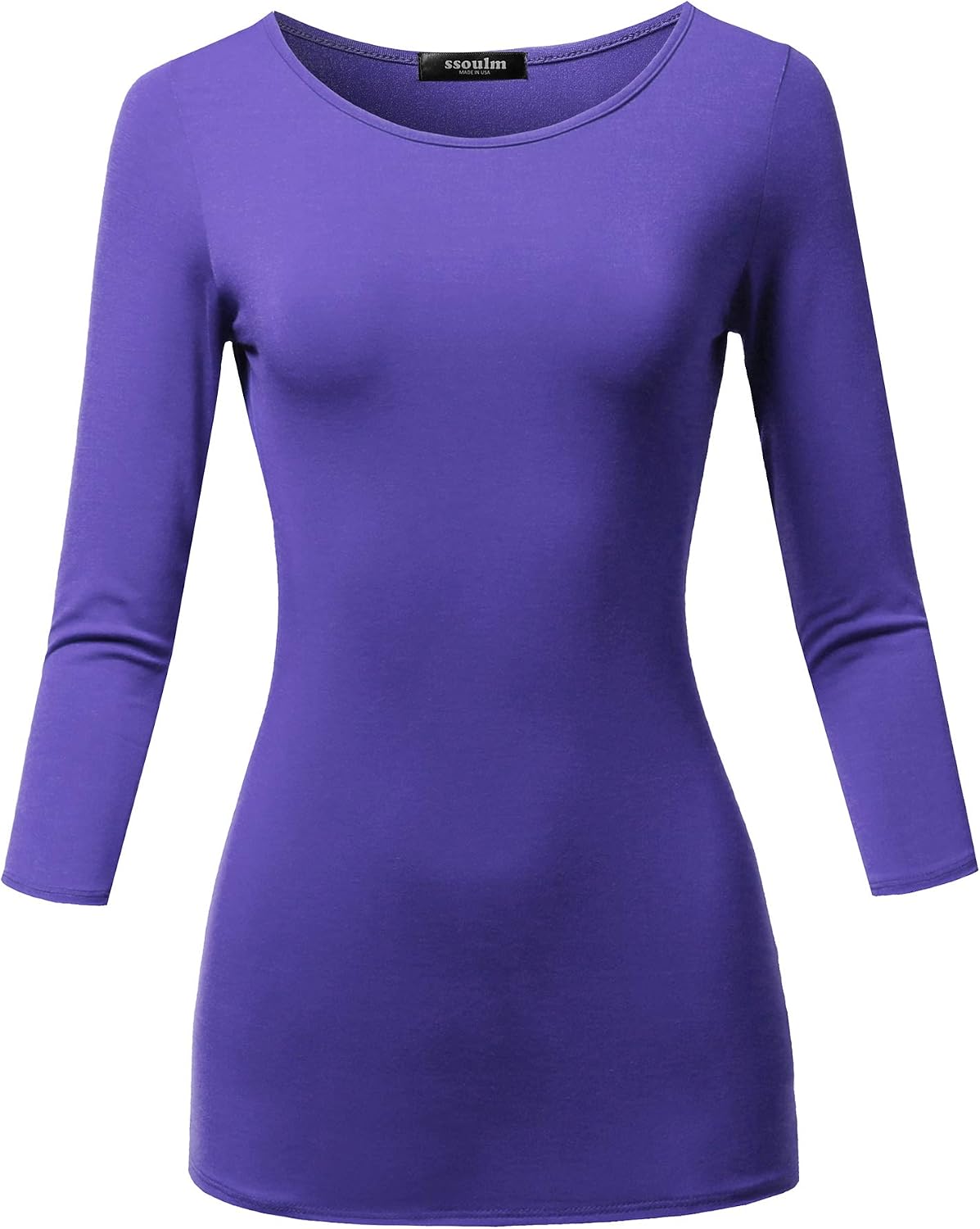 SSOULM women casual basic t-shirt top front view