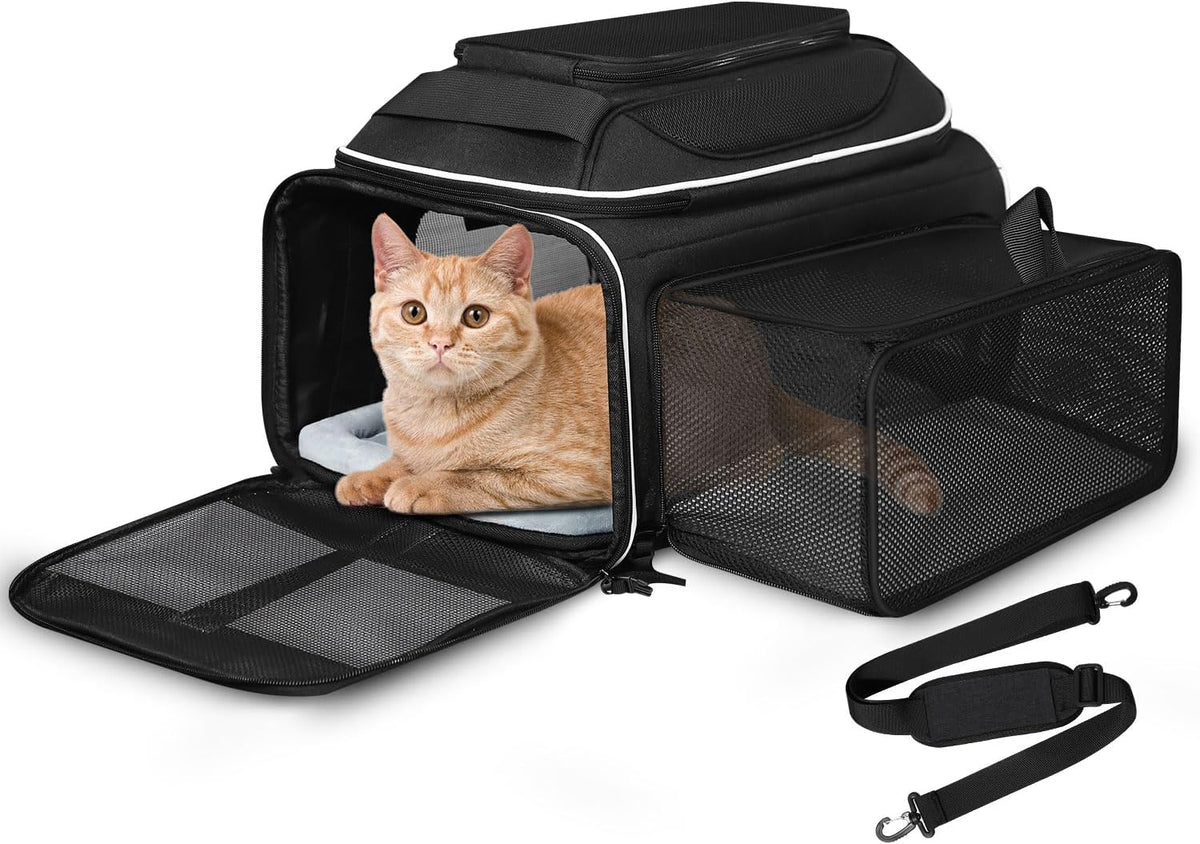 Top and Side Expandable Small Pet Carrier Airline Approved, Blue | 17"Lx11"Wx9.5"H, for Alaska Airlines, Pets Under 10 Lbs, Lockable Zippers,Soft-Sided, Anti-Scratch Mesh - Image 13