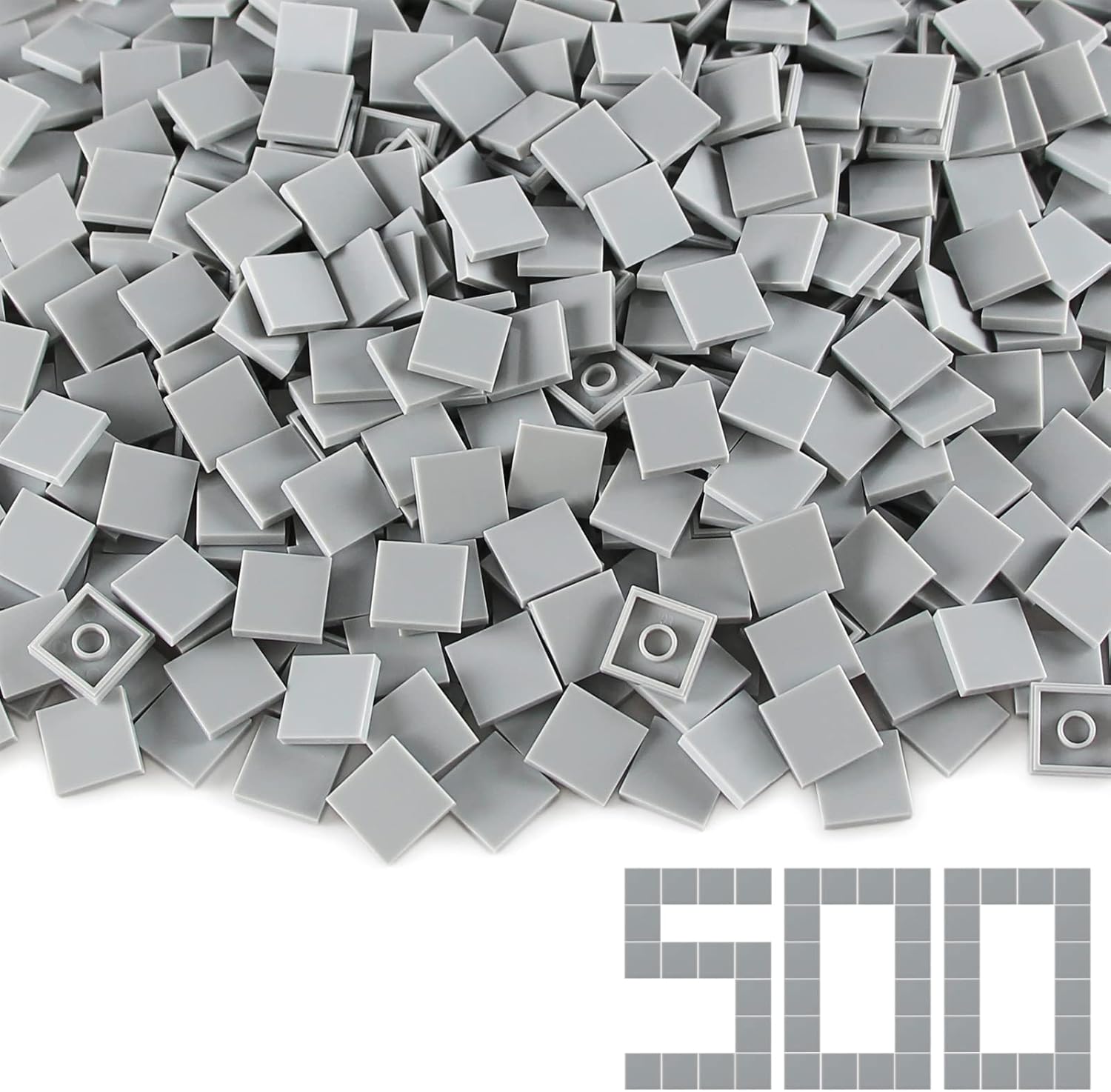 Feleph Light Bluish Gray 2x2 Tile 500 Piece Set Front View