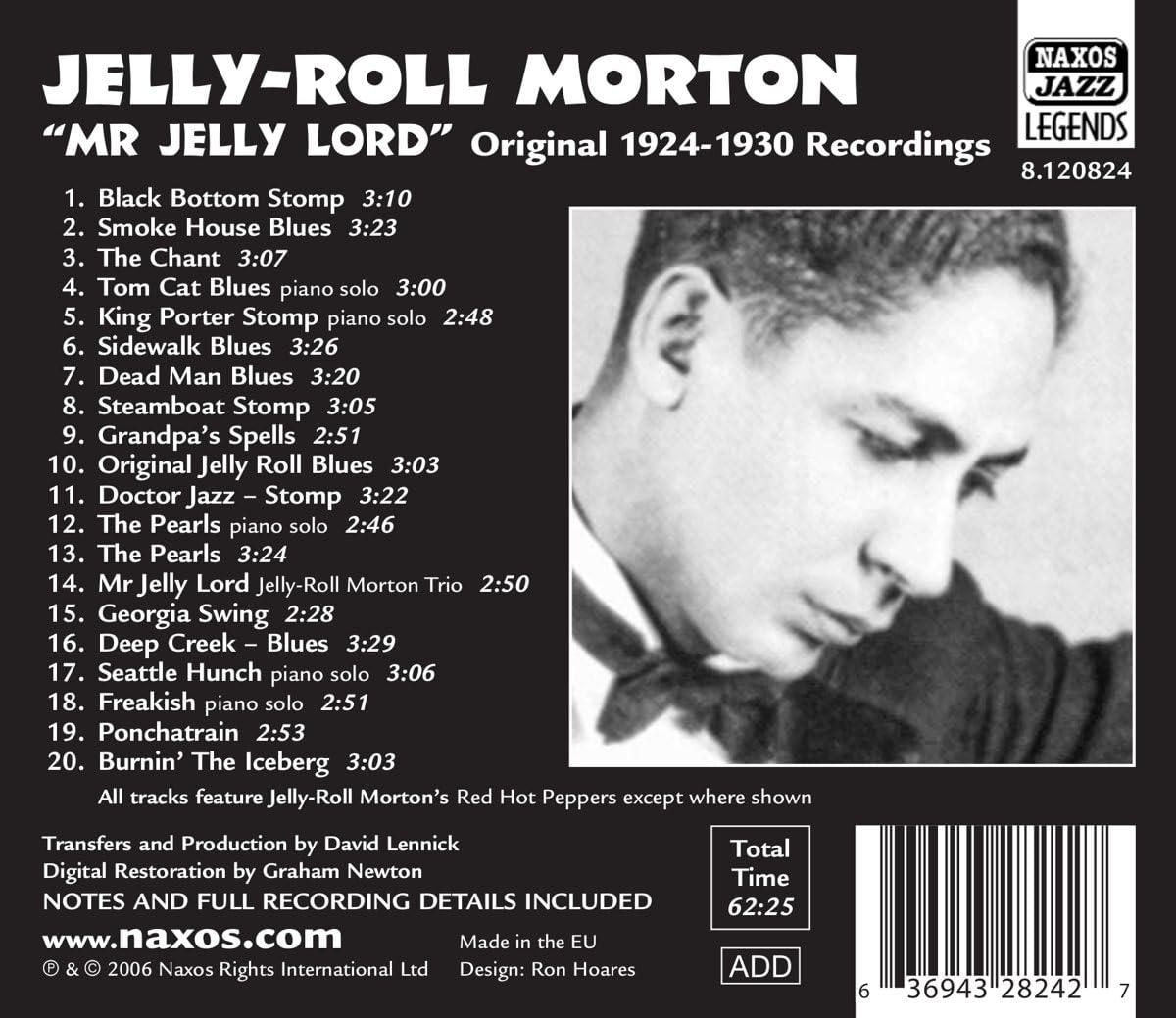 Jelly Roll Morton Mr Jelly Lord audio CD back cover track listing