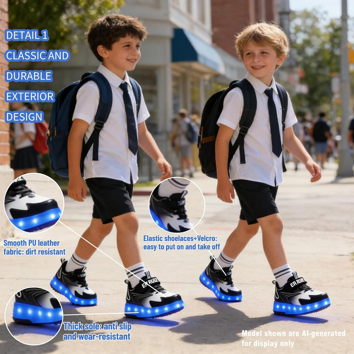 Ehauuo light up skates sneakers showing vibrant color lighting