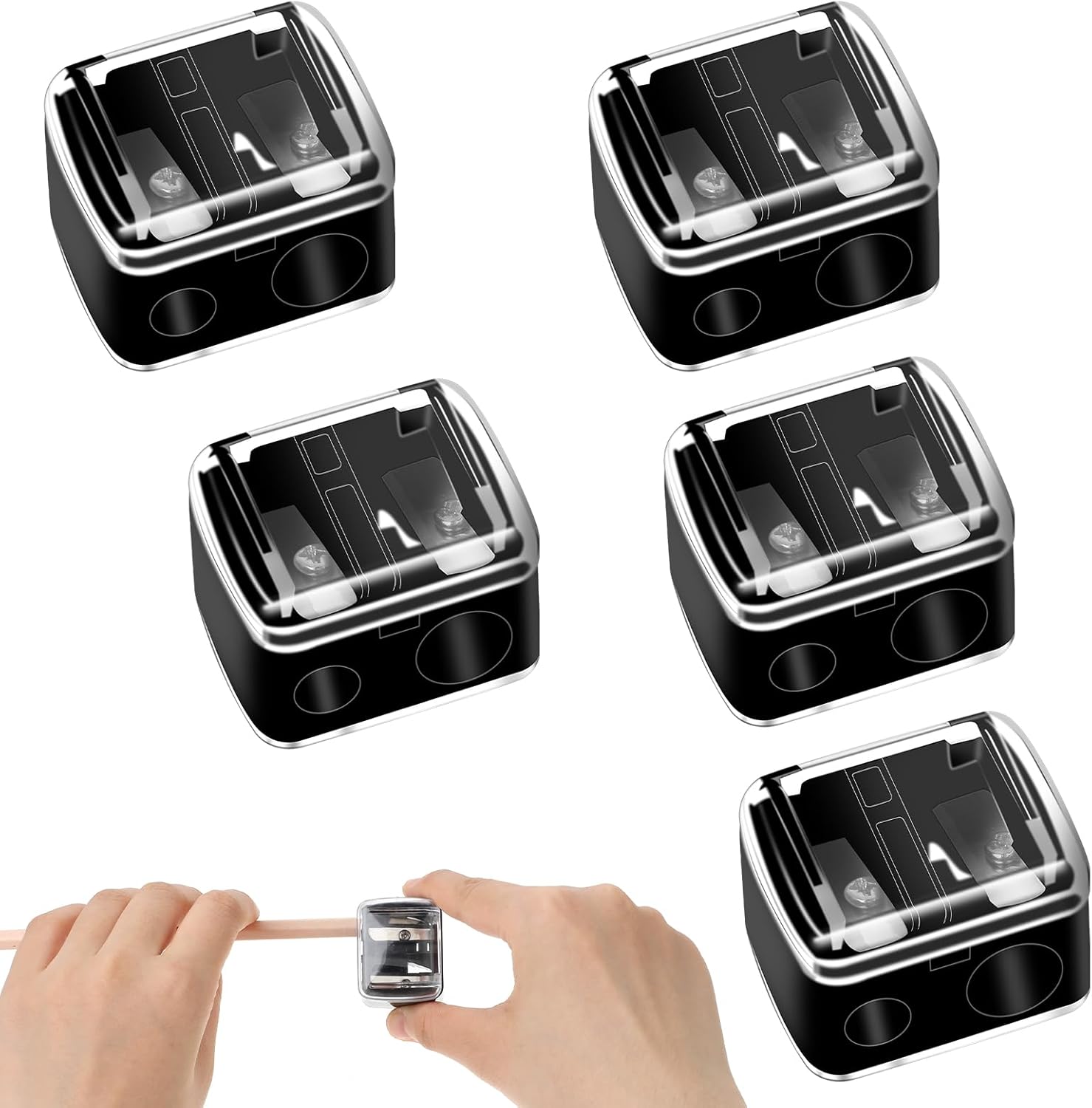 Salbsever 5 piece cosmetic pencil sharpener set front view