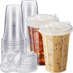 Aatriet 20 Fluid Ounce Clear Plastic Cups front view with lid