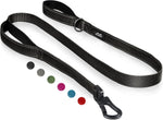 TwoEar Heavy Duty Dual Handle Dog Leash black front view showcasing the full six feet length.