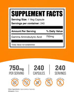 BulkSupplements GABA supplement label details