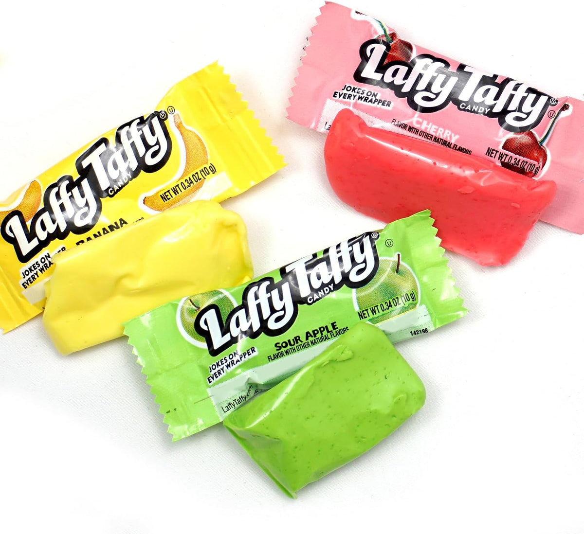 Assorted fruit flavored individually wrapped soft chew taffy pieces