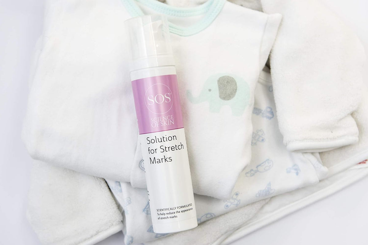 SOS Science of Skin Solution for Stretch Marks lifestyle product display