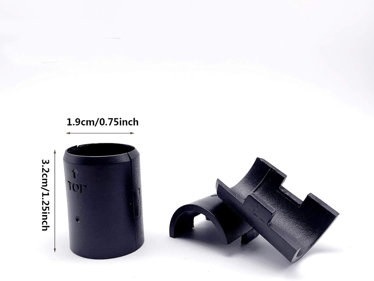 Close-up of 3/4 inch post wire shelving lock clips and split design