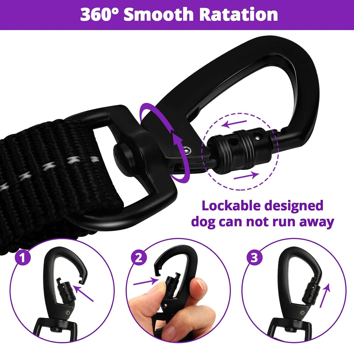 Jenico climbing rope dog leash swivel hook