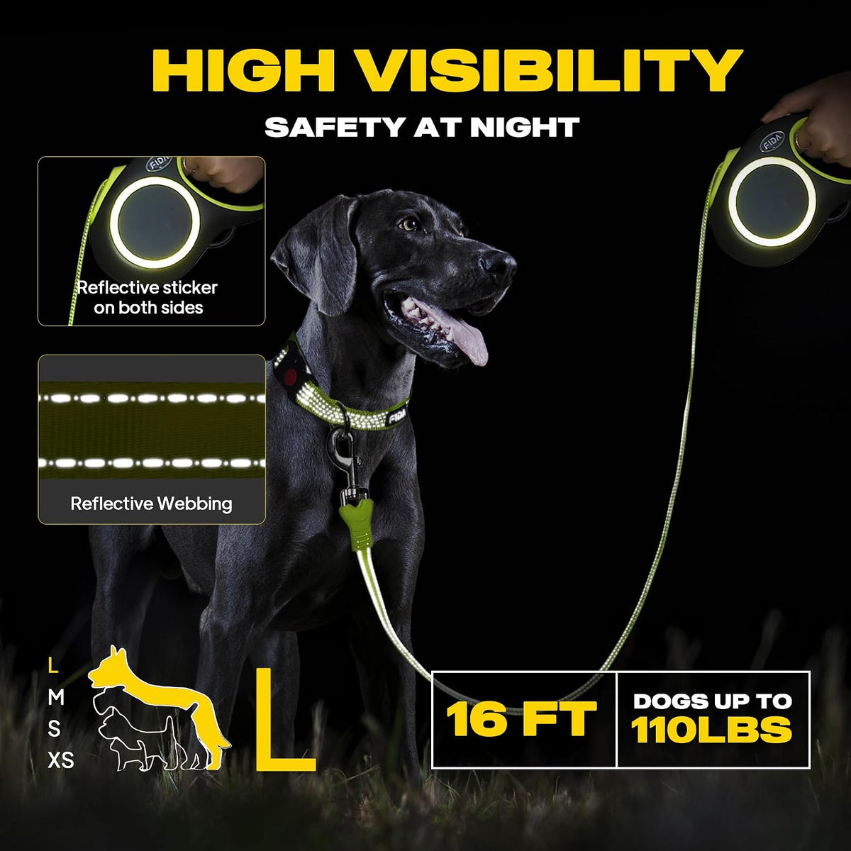 Fida heavy duty dog leash handle grip detail