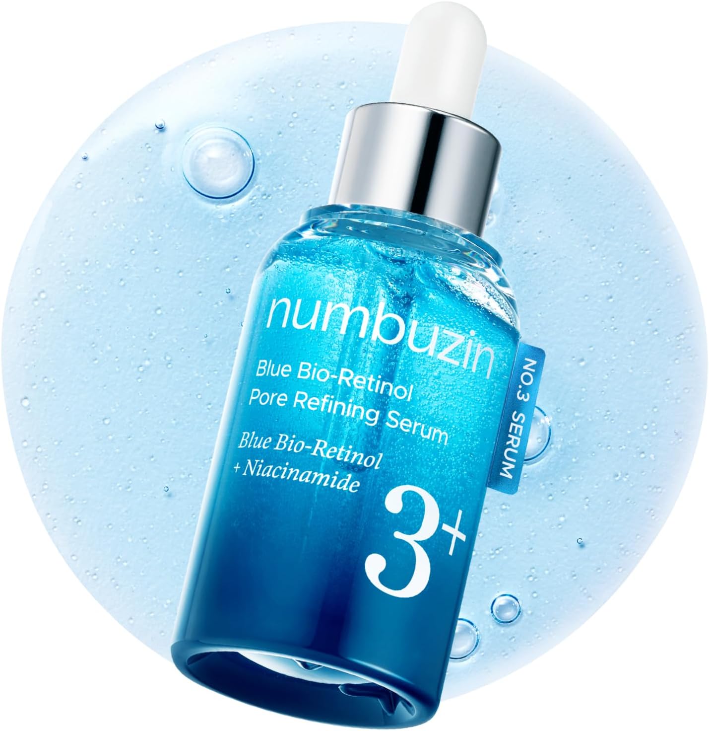 Numbuzin Number Three Blue Bio Retinol Pore Refining Serum front bottle view