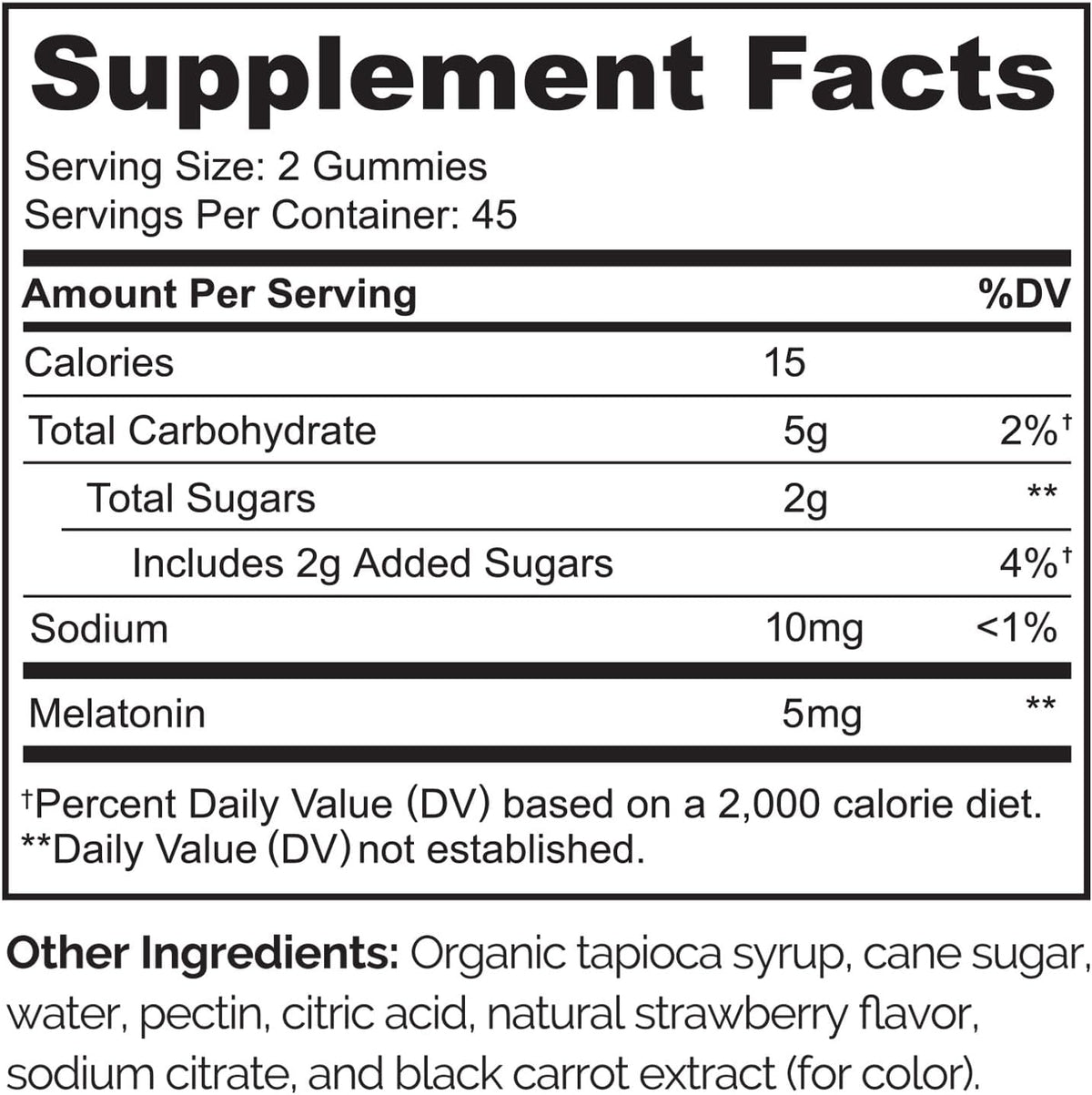 Naturelo Melatonin Gummies ingredient list and dietary details