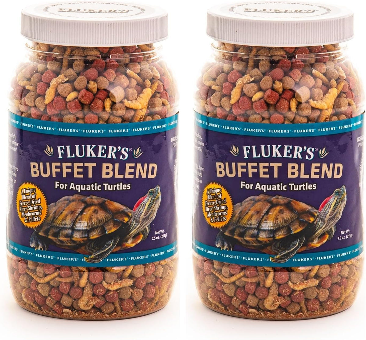Authentic USA imported Fluker's turtle food 7.5 ounce container for complete reptile nutrition.