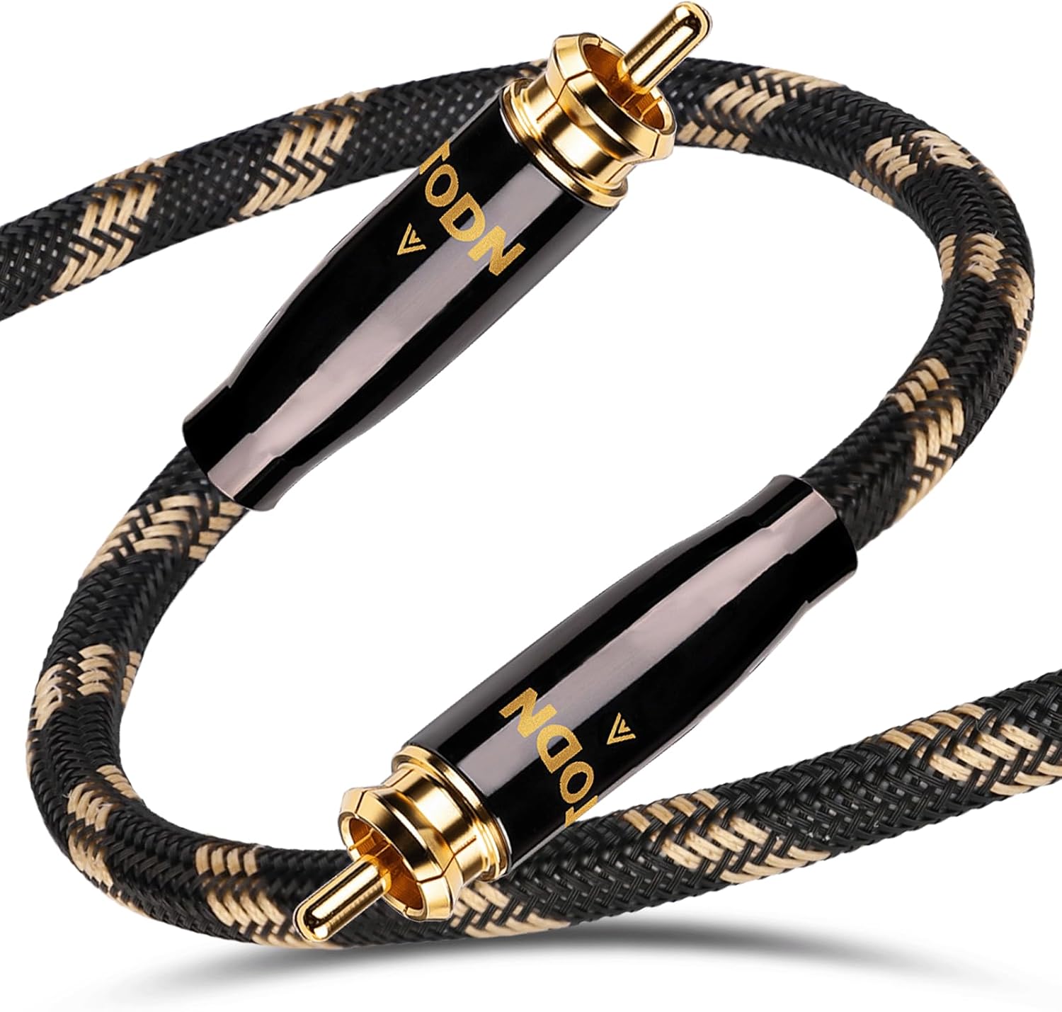 TODN digital coaxial audio cable front view showing the premium braided design.