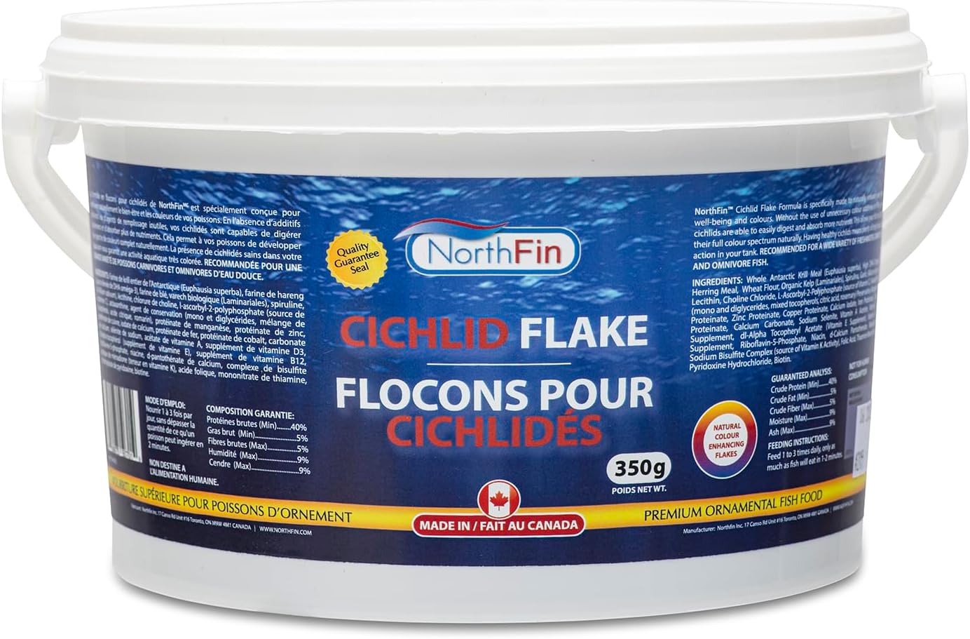 Northfin cichlid flake formula front view aquarium fish food