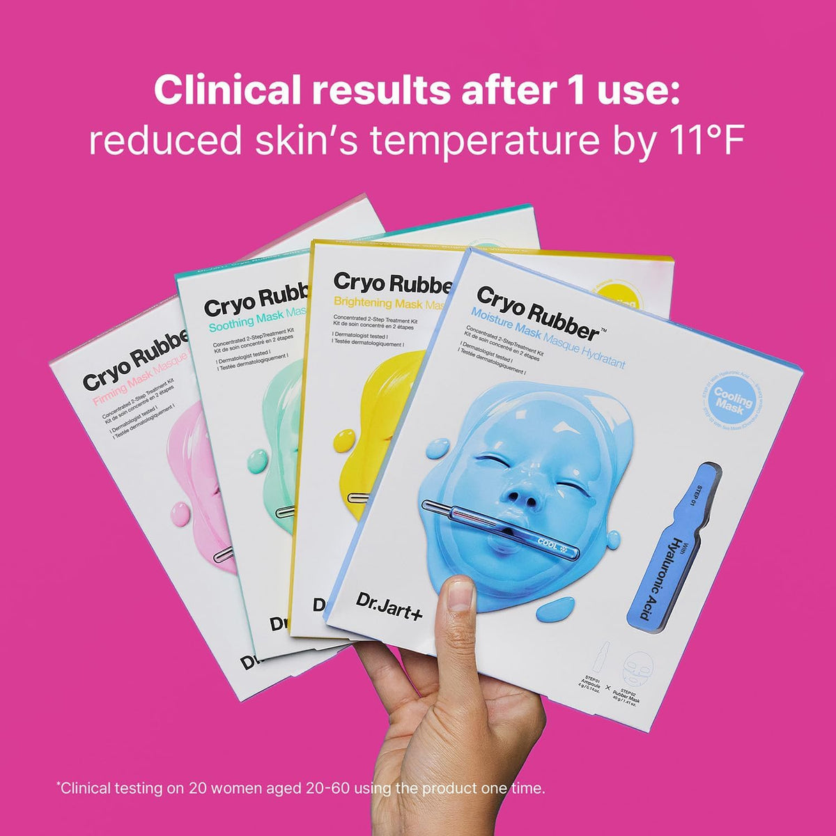 Close up of Dr.Jart+ Cryo Rubber mask packaging