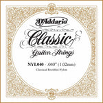 D'Addario NYL040 Rectified Nylon Classical Guitar Single String front packaging view