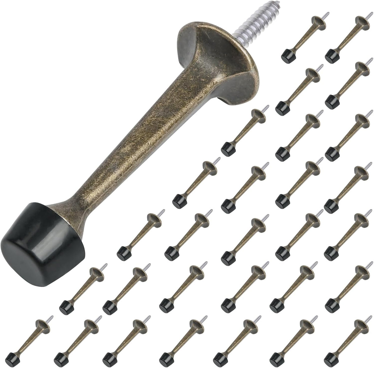 HOMOTEK 8 Pack Heavy Duty Solid Rigid Door Stop with Soft Rubber Tip, Zinc Die Cast Door Stopper Protect Wall & Door,Brass Bronze - Image 10