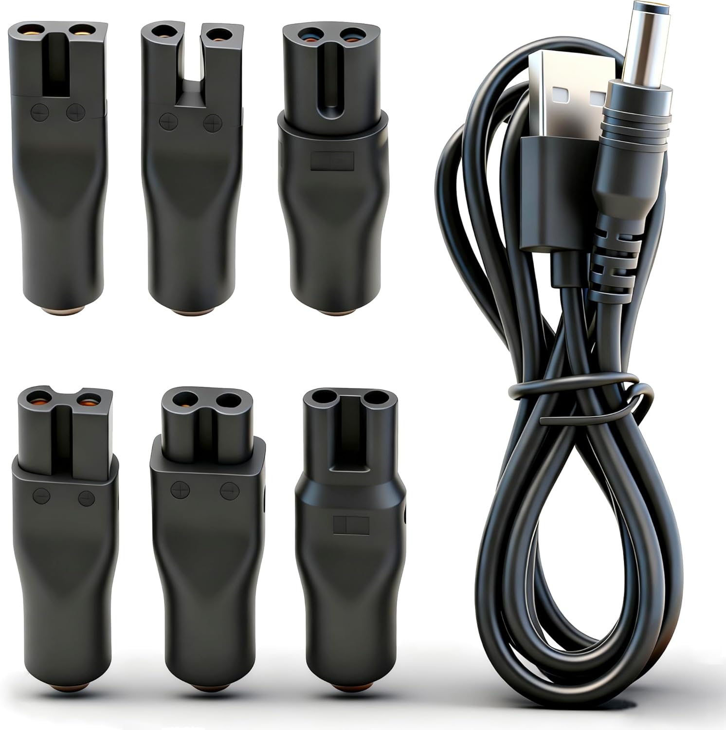 SEEHOM 5V charger cord USB adapter set front view showing universal charging cable with six detachable heads