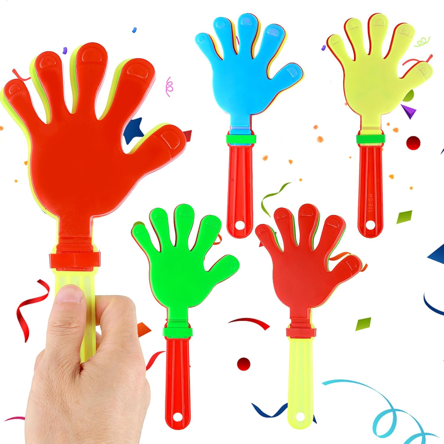 Prasacco 4 piece hand clapper noisemaker set front view