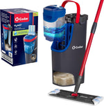 O-Cedar H2prO Flat Mop System front view of dual tank bucket and microfiber mop.