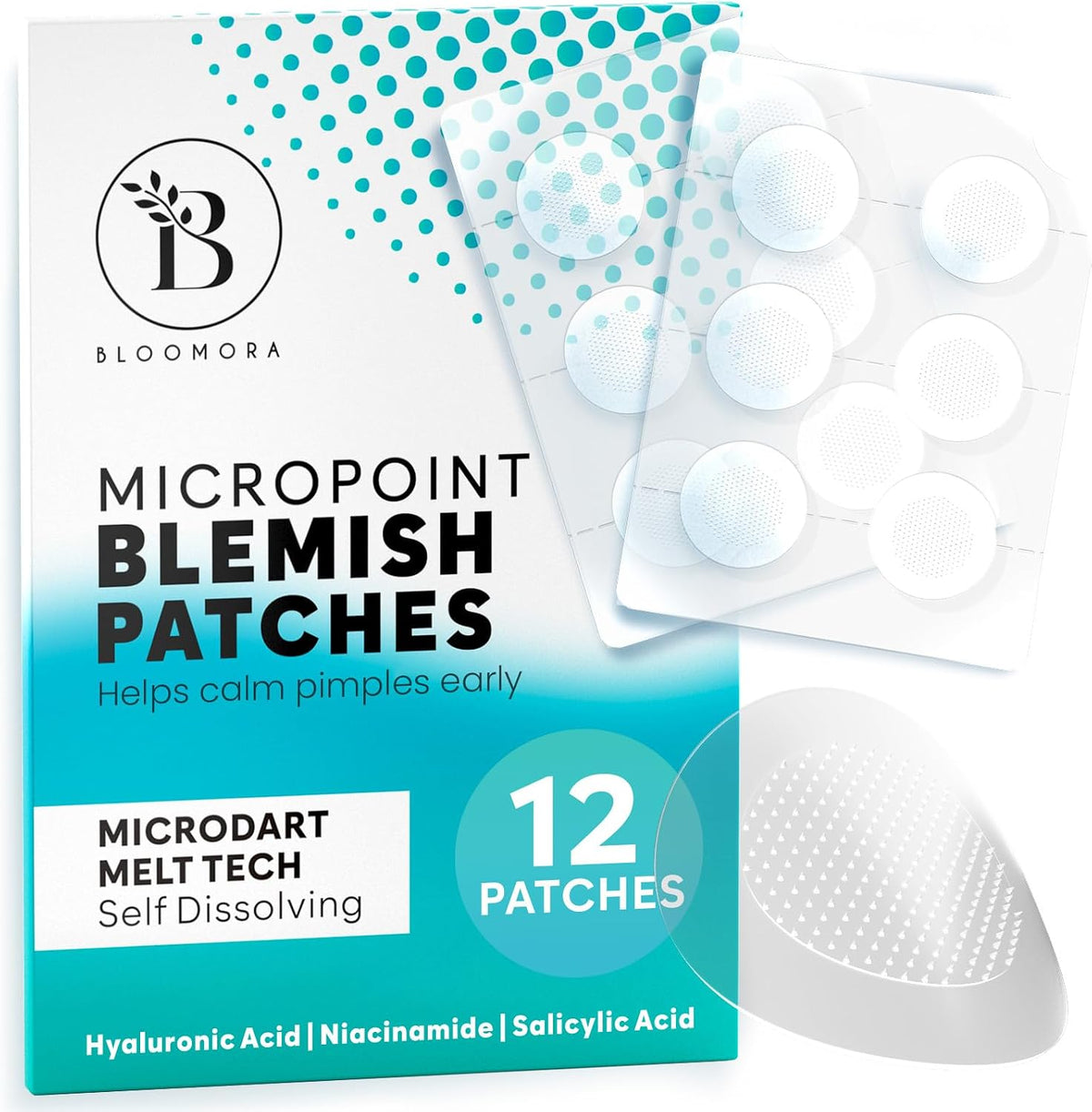 BLOOMORA Microdart Pimple Patch for Early Stage pimples, Salicylic Acid Pimple Patches Microdart Technology, Pimple Spot Care with Niacinamide, Salicylic & Hyaluronic Acid (36 Count) - GEN2 - Image 9