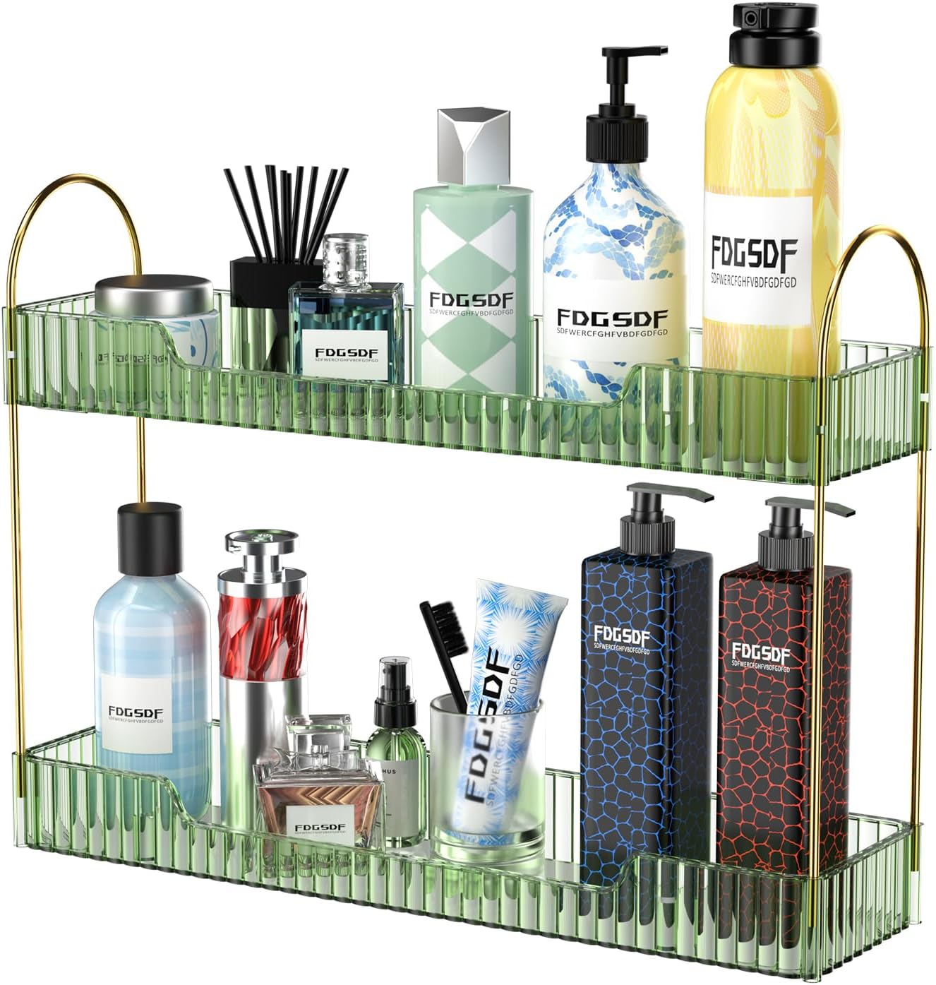 GTI 2 tier narrow bathroom makeup organizer front view