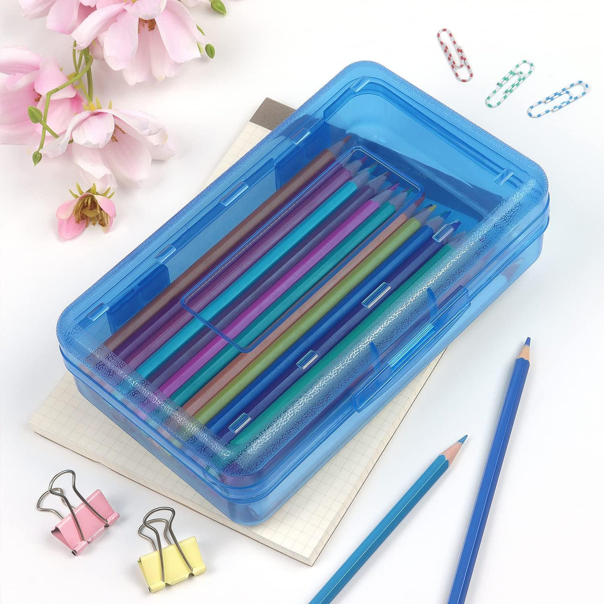 Tamaki pencil box filled with colored pencils