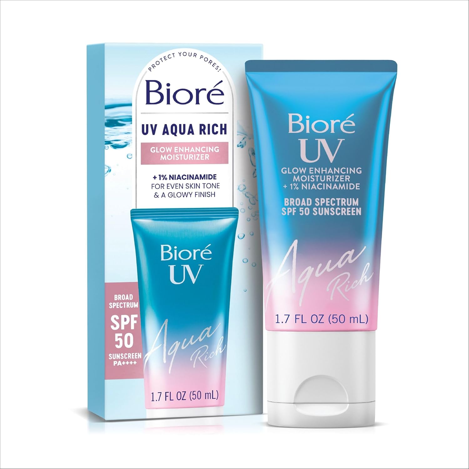 Biore UV Aqua Rich Glow Enhancing Moisturizer front view