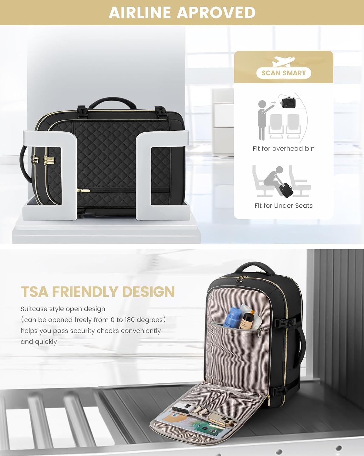 LOVEVOOK flight approved backpack side profile