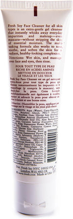 Fresh Soy Face Cleanser size label and brand logo