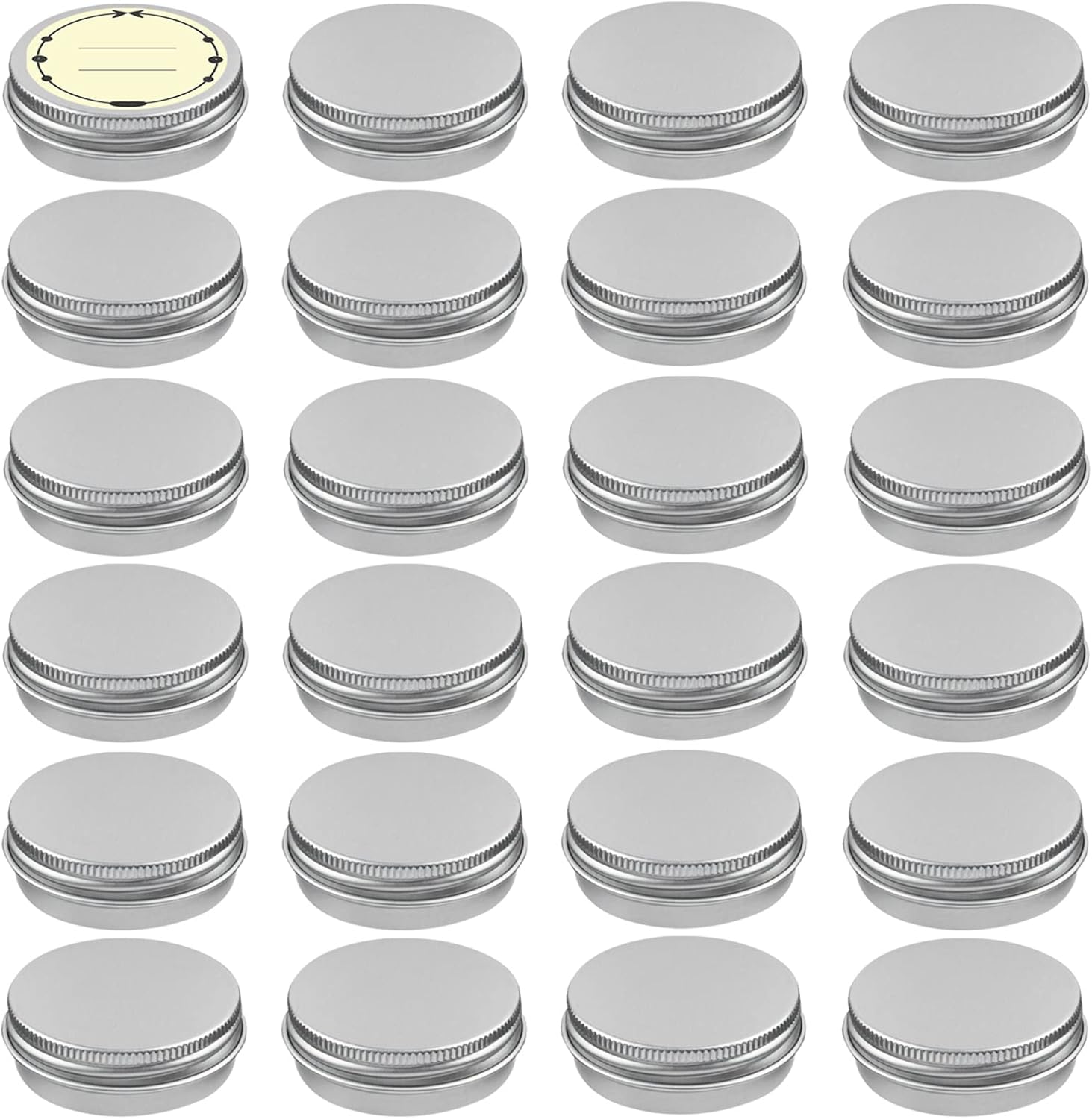 Tuzazo 24 pack aluminum tins with screw lids front view