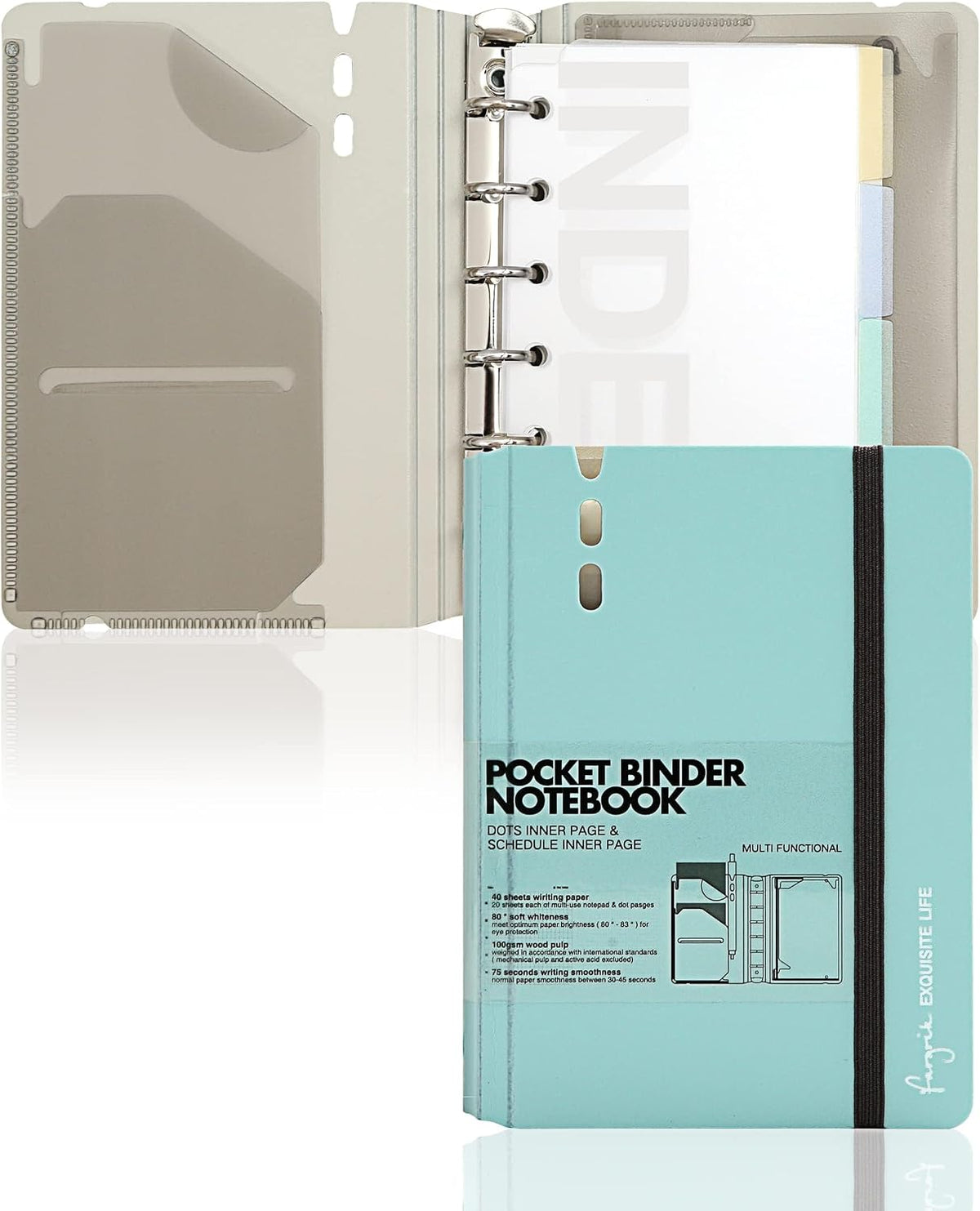 CAGIE A5 Binder 6 Ring Refillable Notebook with Dividers & Pockets | Daily Planning Square Ruled and Dotted Pages, Refill Paper Included, 6.89 x 9.25 In (Grey, A5 Daily & Dot Page) - Image 13