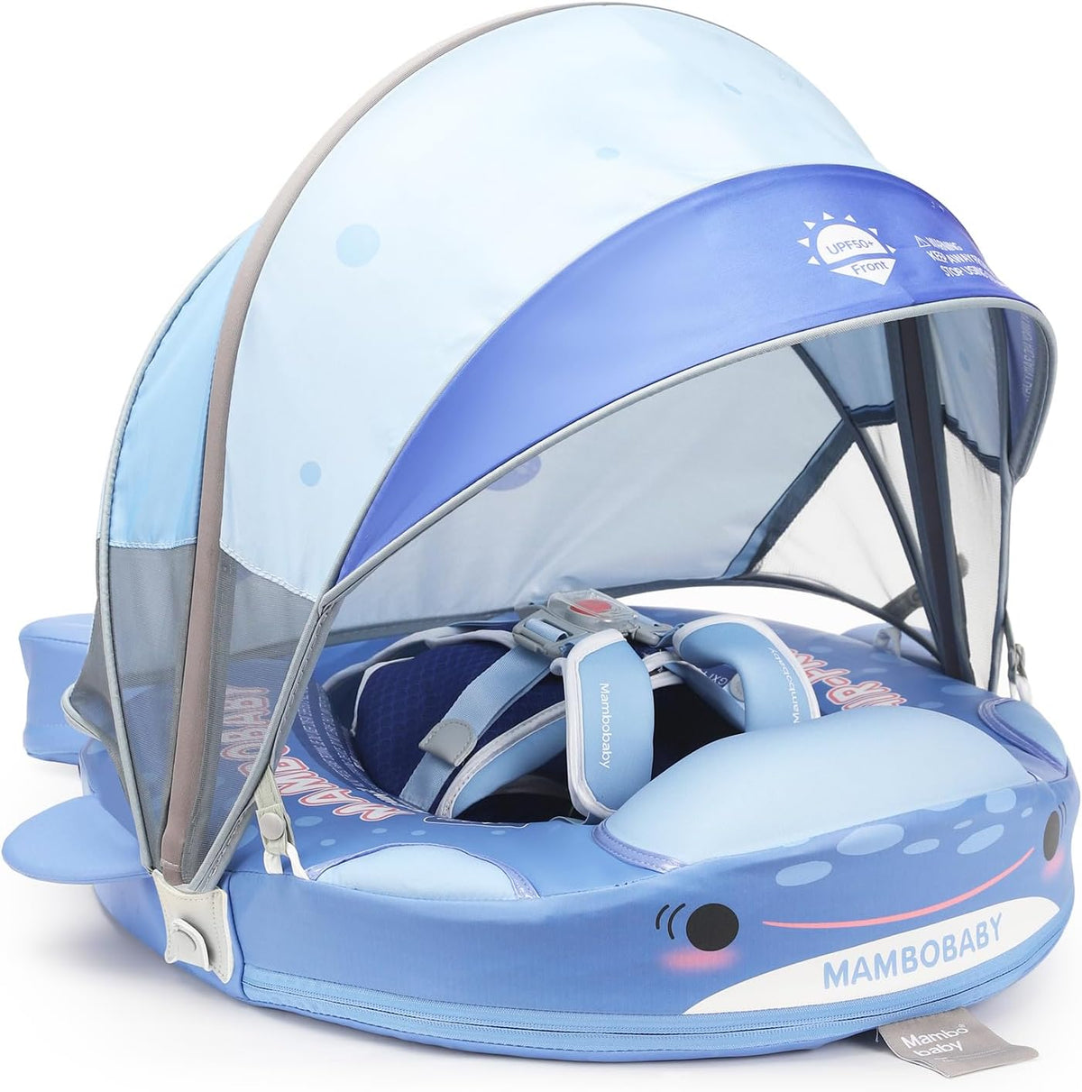 28°C Mambobaby baby swim float with canopy front view