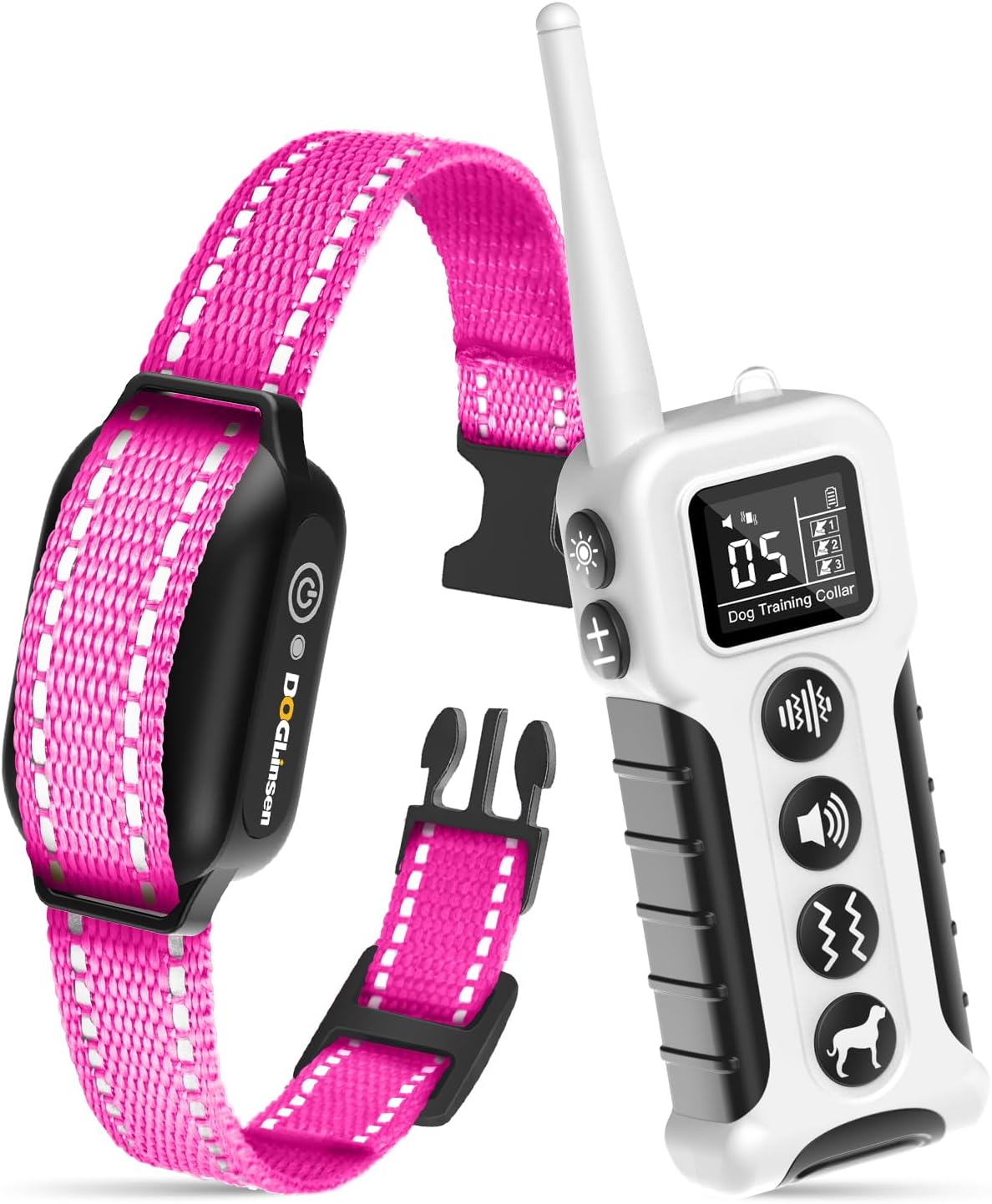 DOGLinsen no shock dog training collar with remote front view