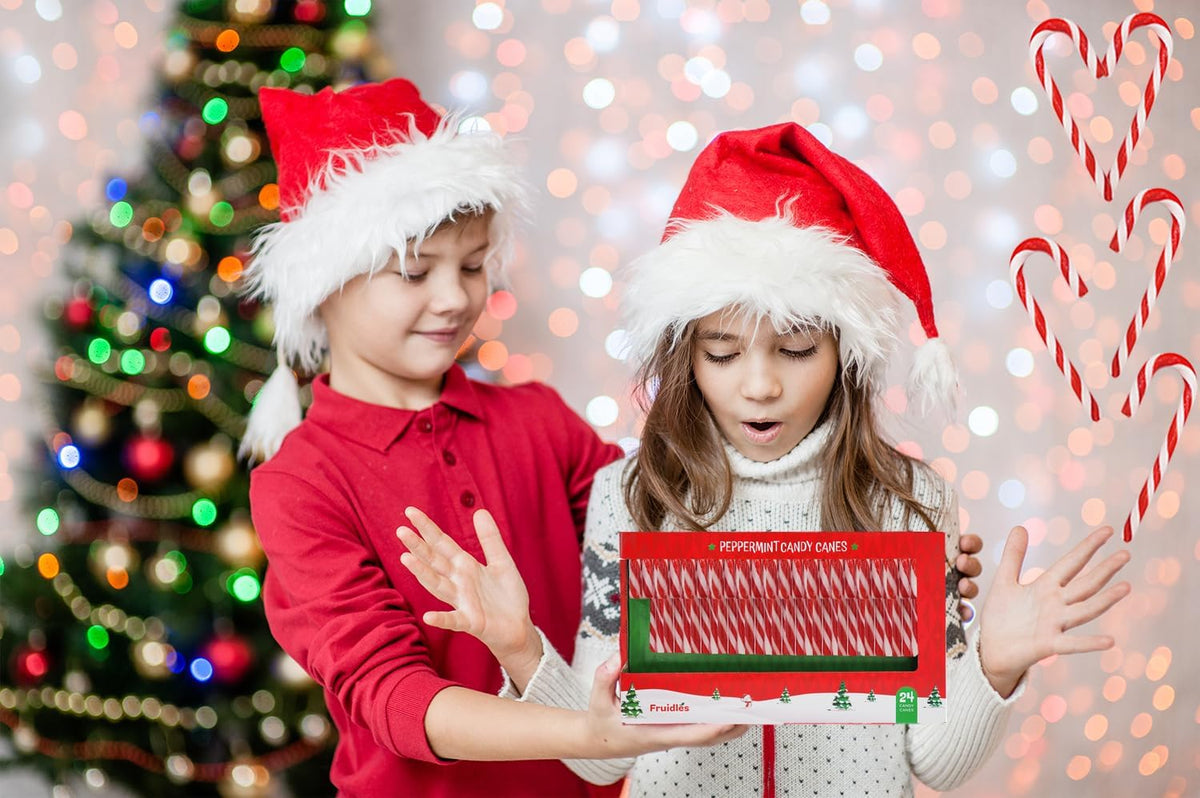 Fruidles gluten free peppermint candy canes box packaging details