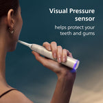 Philips Sonicare 9900 Prestige electric toothbrush showcasing all-in-one A3 brush head close up