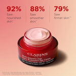 Clarins anti-aging day cream open jar showing rich texture