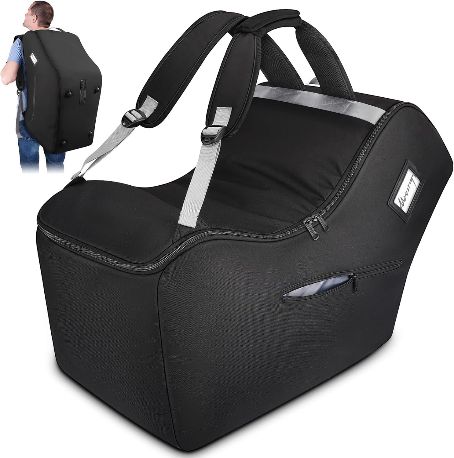 YOREPEK padded car seat travel bag backpack front view for airport transit