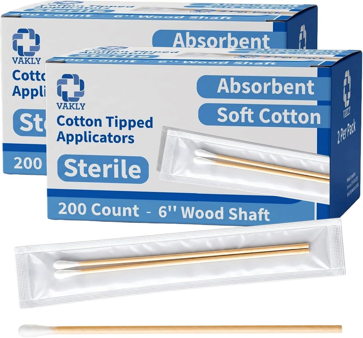 Vakly Sterile Cotton Tipped Applicators 6 in, Long Wooden Handle, 200 Pack | Designed for first aid, wound care, cleaning, crafts, and precision tasks requiring a long reach, control, and easy handling. - Image 9