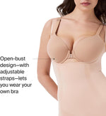Spanx OnCore Open-Bust Mid-Thigh Bodysuit open bust detail