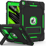 ZoneFoker heavy duty rugged protective iPad case front view displaying two tone green and black design elements.