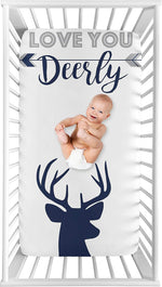 Sweet Jojo Designs Navy Blue White Woodland Deer Boy Baby Fitted Crib Sheet for Infant Newborn Nursery Toddler Bed Room Standard Mattress - Forest Animal Stag Antler - Image 12