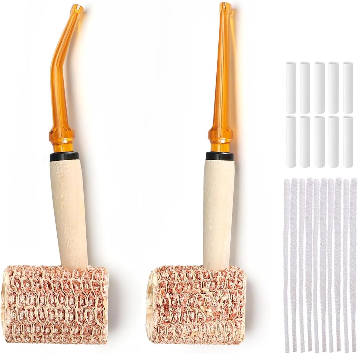 Joyoldelf Handmade Corn Cob Pipe - Natural Corncob Tobacco Pipe Set with Light Brown Stem, Pipe Cleaners and 5mm Filters, Perfect Starter Pipe Kit for Beginner and Hospitality - Image 1