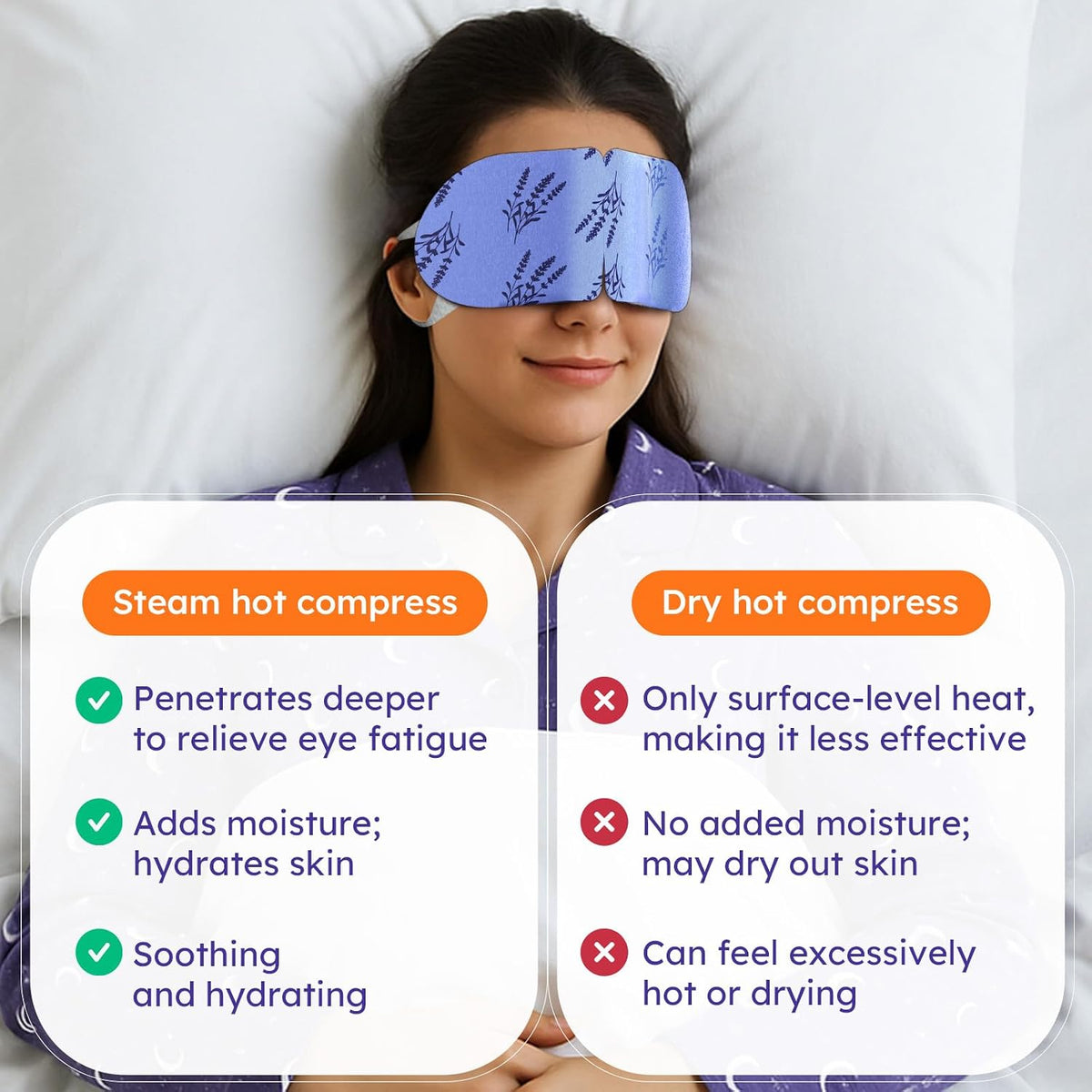 Bloomora warm compress eye mask showing ear loops design