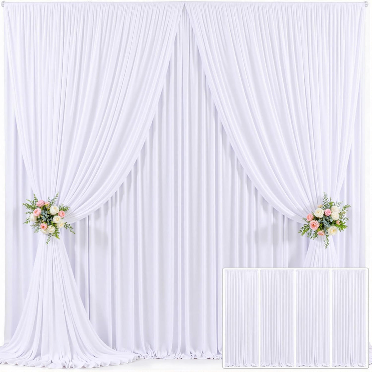 Outpain white backdrop curtain panels front view for wedding stage decor