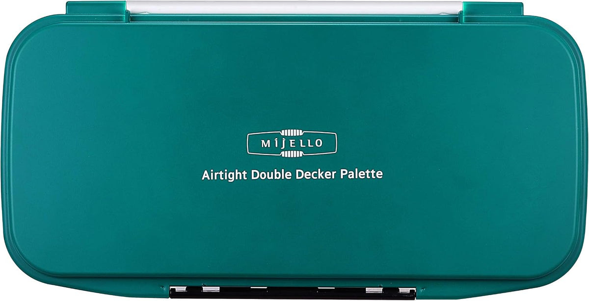 Mijello watercolor palette with removable mixing tray stacked for travel