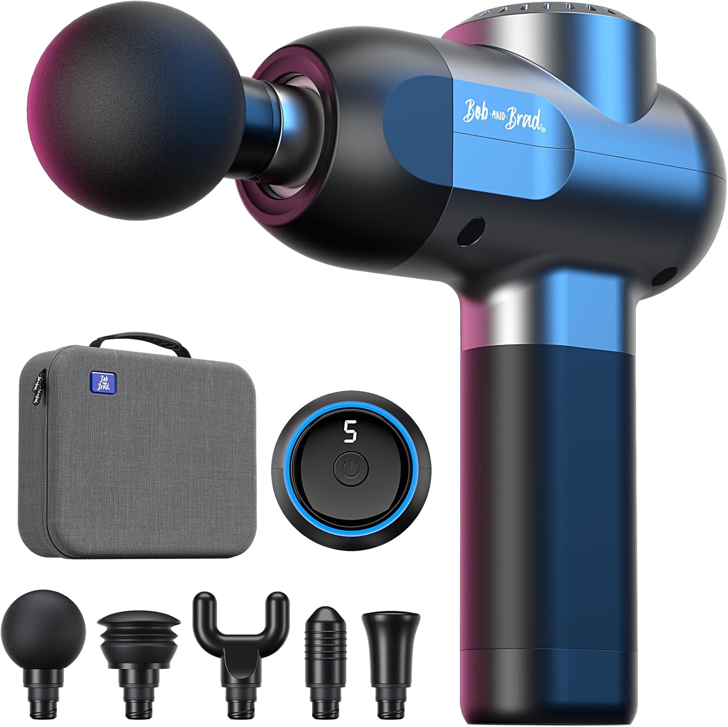 Bob and Brad C2 massage gun front view showcasing the premium black ergonomic silicone handle